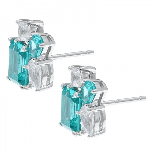 China 925 Sterling Silver Paraiba Stud Earrings 