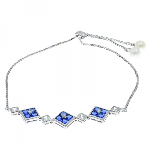 China 925 Sterling Silver Alternating Square Bolo Bracelet 