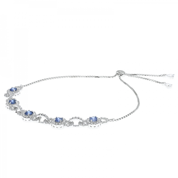 China 925 Sterling Silver Tanzanite CZ Bolo Bracelet Jewelry 