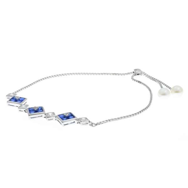 China 925 Sterling Silver Alternating Square Bolo Bracelet 