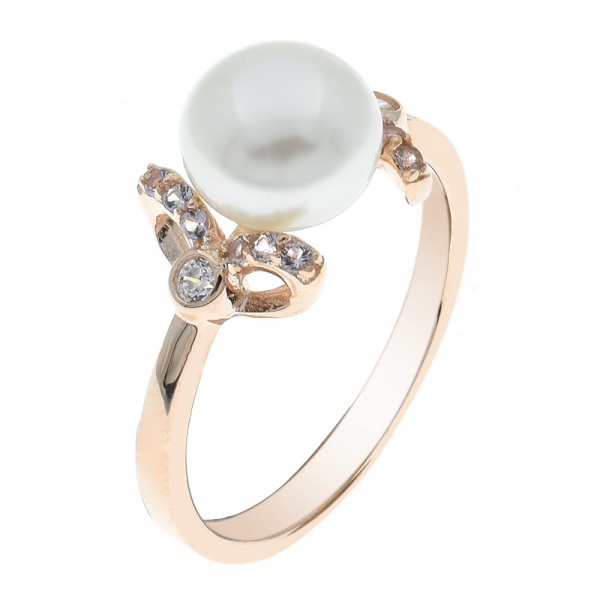 China 925 Sterling Silver Pearl Slender Jewelry Ring 