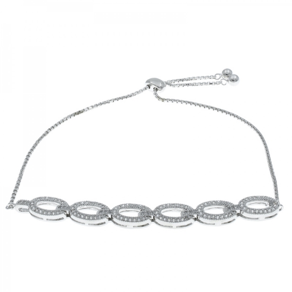 China 925 Sterling Silver Open Oval Adjustable Bolo Bracelet 