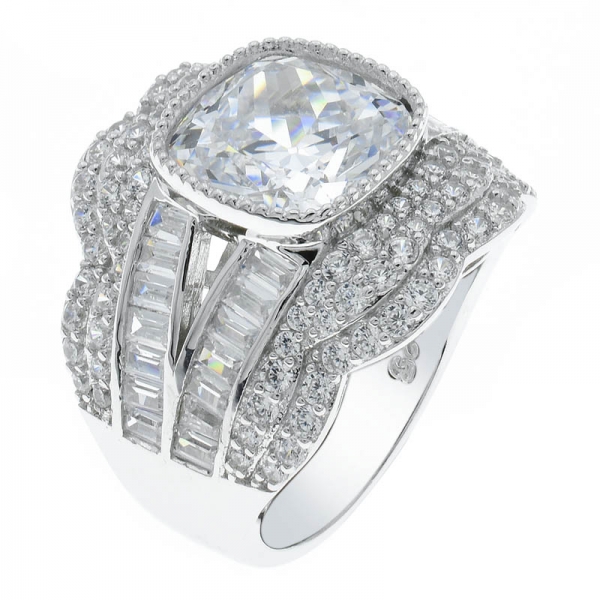 China 925 Sterling Silver Champagne CZ Jewelry Ring 
