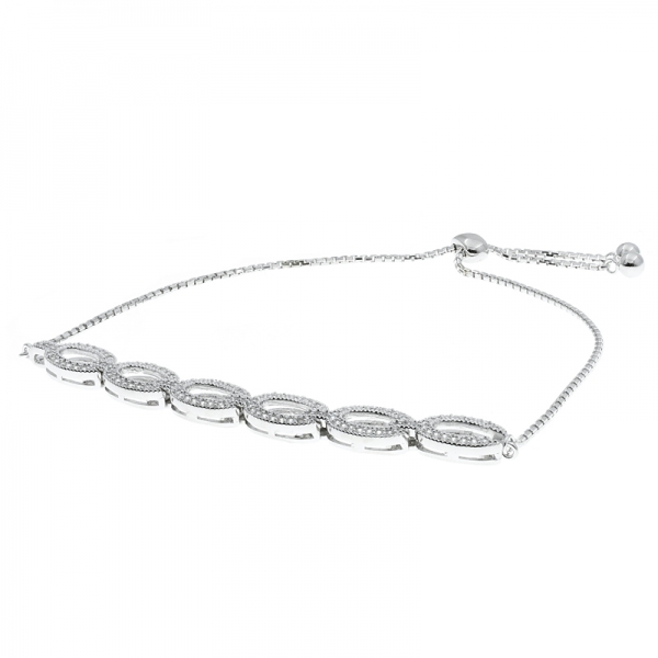 China 925 Sterling Silver Open Oval Adjustable Bolo Bracelet 