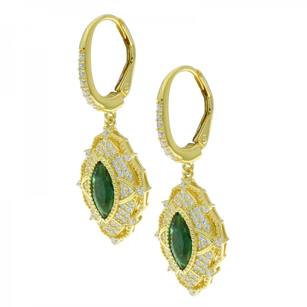 China 925 Sterling Silver Green Nano Jewelry Earrings 