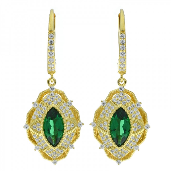 China 925 Sterling Silver Green Nano Jewelry Earrings 