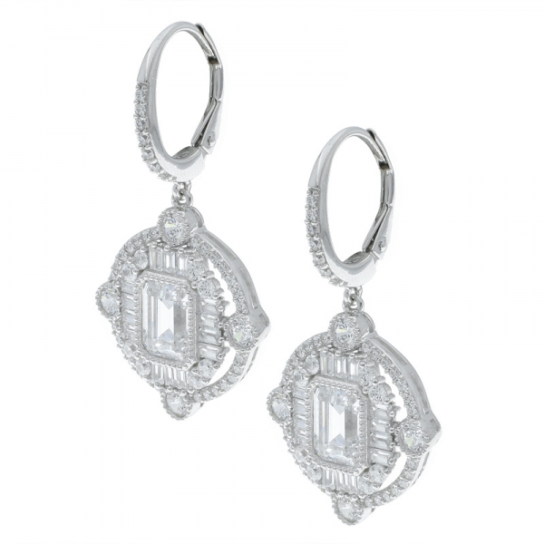 China 925 Sterling Silver White CZ Jewelry Earrings 