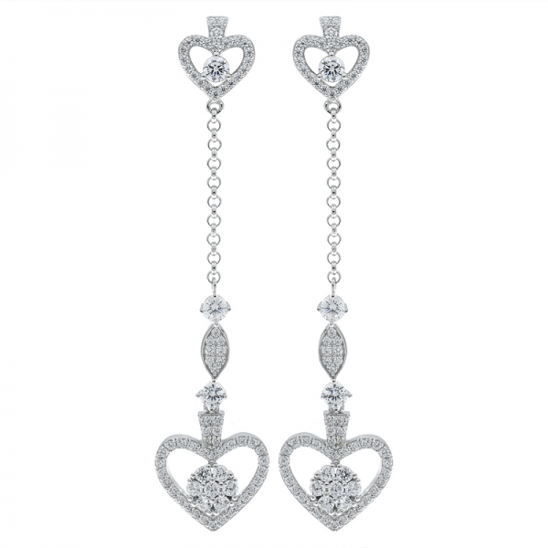 China 925 Sterling Silver Double Open Heart Earrings 