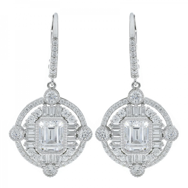 China 925 Sterling Silver White CZ Jewelry Earrings 