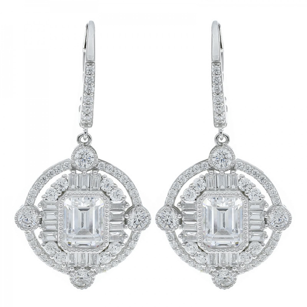 China 925 Sterling Silver White CZ Jewelry Earrings 