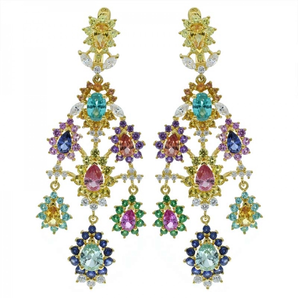 Special 925 Sterling Silver Multicolor Stones Jewelry Earrings 