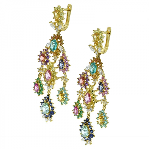 Special 925 Sterling Silver Multicolor Stones Jewelry Earrings 