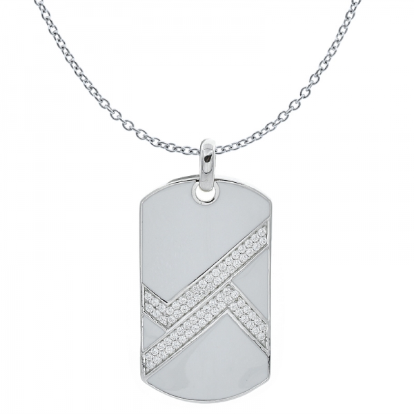 China 925 Sterling Silver Enamel Pendant With White CZ 