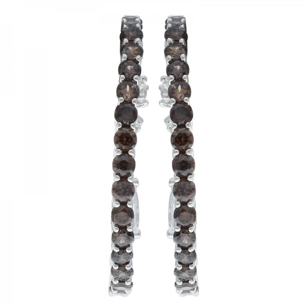 Mocha cubic zircon sterling silver bridal Earrings 