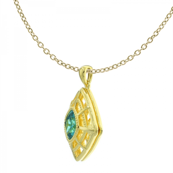 China 925 Sterling Silver Double Square Paraiba Locket Pendant 