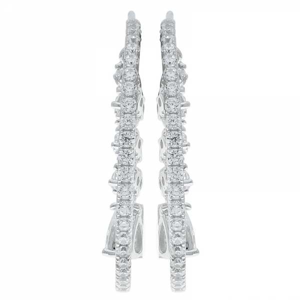 White Diamond Rhodium plating over Sterling dangle Silver Earrings 