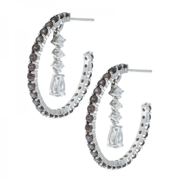 Mocha cubic zircon sterling silver bridal Earrings 