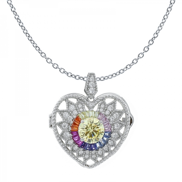 China 925 Sterling Silver Filigree Heart Shape Locket Pendant 