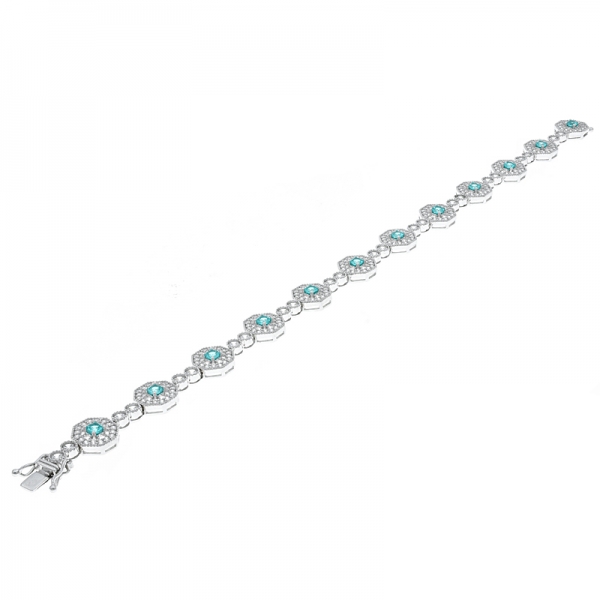 Unique 925 Sterling Silver Alternating Bracelet With Paraiba YAG 