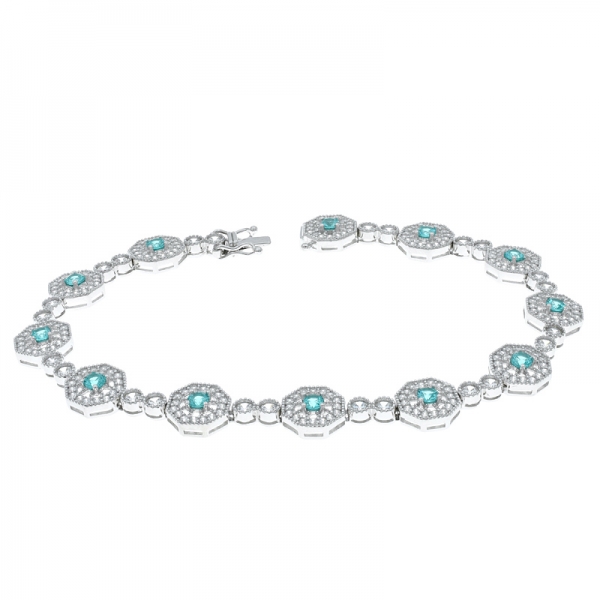 Unique 925 Sterling Silver Alternating Bracelet With Paraiba YAG 