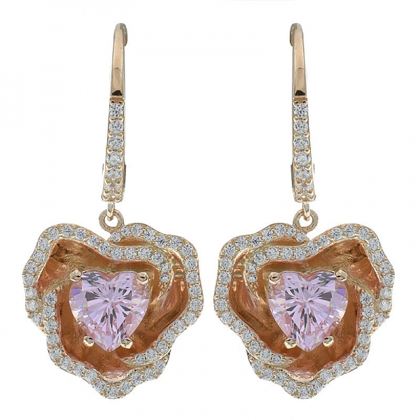 925 Silver Lavish Rose Gold Plated Floral Earrings 