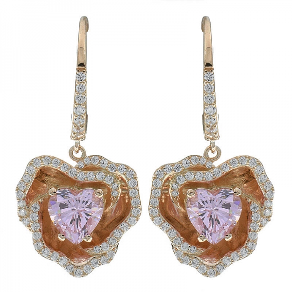 925 Silver Lavish Rose Gold Plated Floral Earrings 
