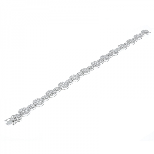 925 Sterling Silver Graceful Alternating Composite White CZ Bracelet 
