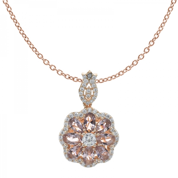 Exquisite Handmade Flower Jewelry Pendant With Morganite Nano 