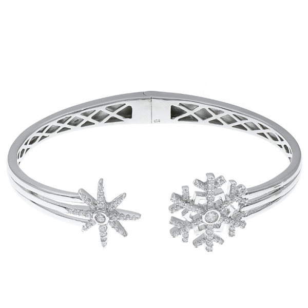 China 925 Sterling Silver Snowflake Open Bangle 