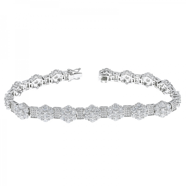 China 925 Sterling Silver Alternating Flower Bracelet 