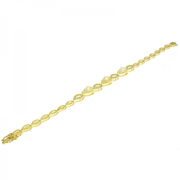 925 Silver Winsome Pear Shape Bracelet With Diamond Yellow CZ 
