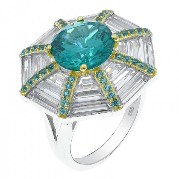 China 925 Sterling Silver Paraiba Ring With Split Shank 