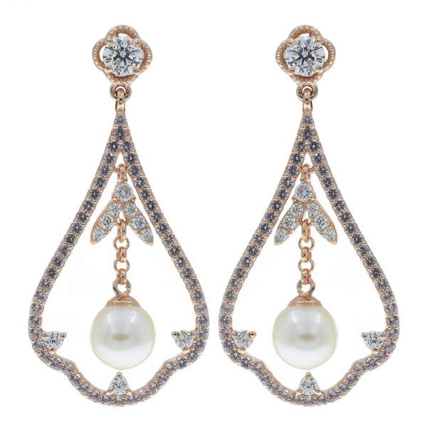 China 925 Sterling Silver Open Drop Earrings With Pearl 