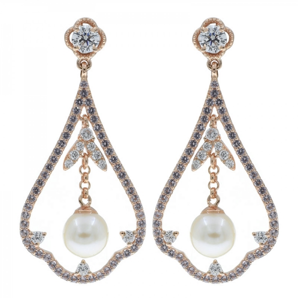 China 925 Sterling Silver Open Drop Earrings With Pearl 