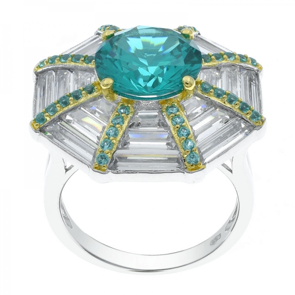 China 925 Sterling Silver Paraiba Ring With Split Shank 