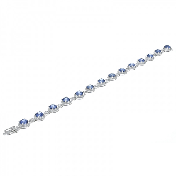 925 Silver Winsome Alternating Bracelet With Tanzanite CZ & White CZ 