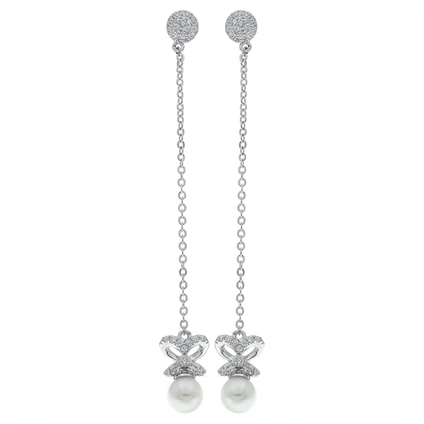 China 925 Sterling Silver Drop Pearl Jewelry Earrings 