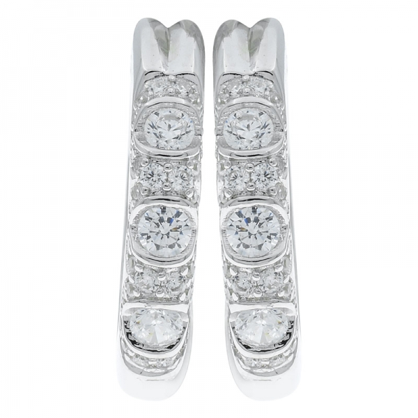 China 925 Sterling Silver Alternating Paraiba YAG & White CZ Earrings 