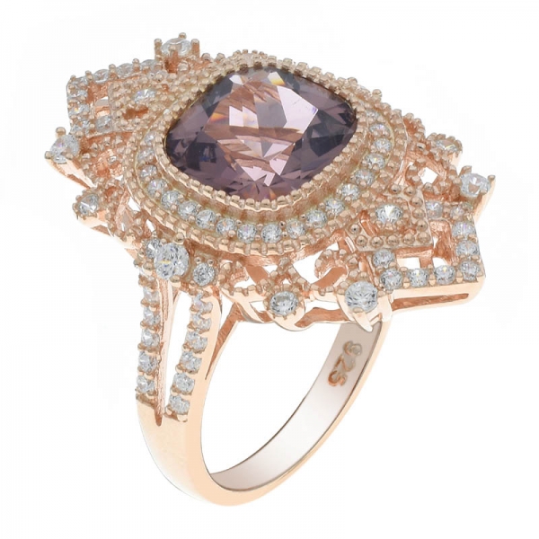 China 925 Sterling Silver Filigree Halo Ring With Morganite Nano 