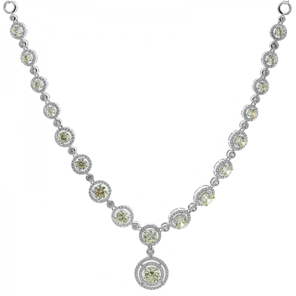 China 925 Sterling Silver Double Halo White CZ Necklace 