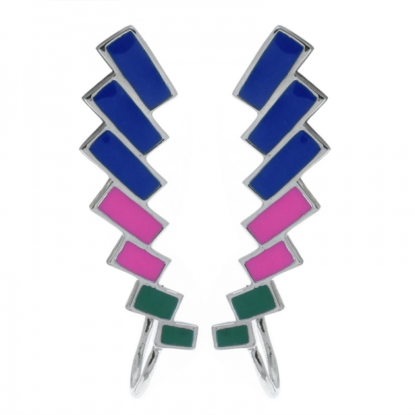 China 925 Sterling Silver Gradual Enamel Earrings 