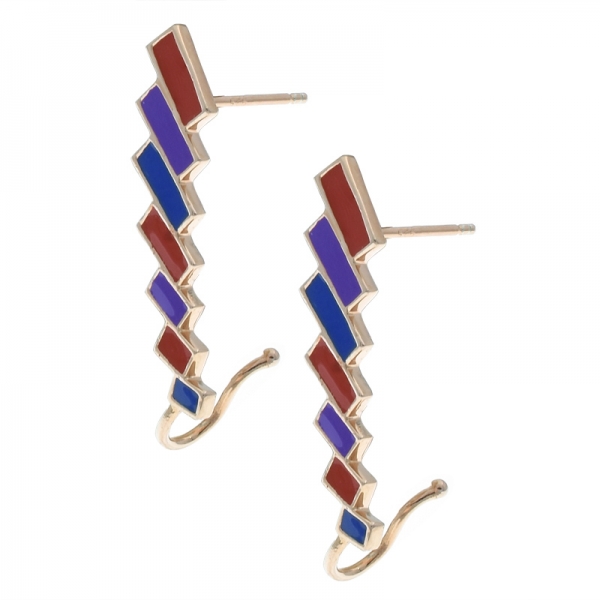 China 925 Sterling Silver Gradual Enamel Earrings 