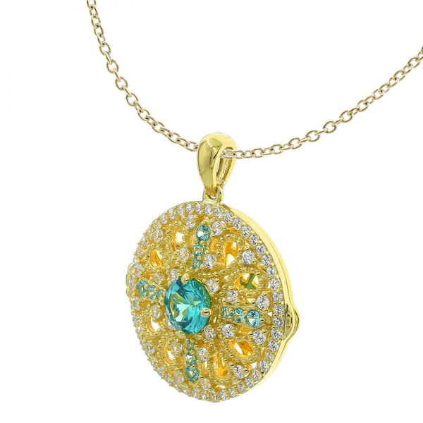 China Paraiba Locket Jewelry 925 Silver Pendant For Ladies 