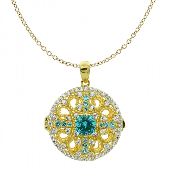 China Paraiba Locket Jewelry 925 Silver Pendant For Ladies 
