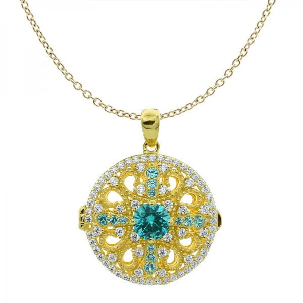 China Paraiba Locket Jewelry 925 Silver Pendant For Ladies 