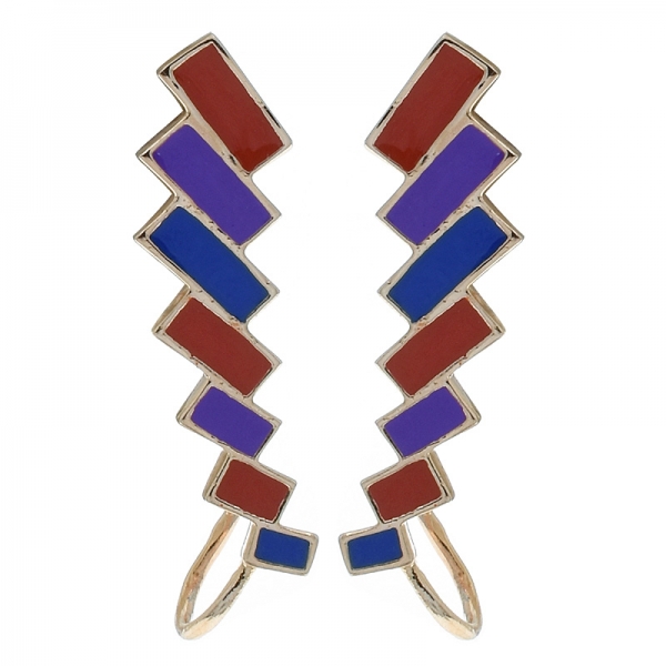 China 925 Sterling Silver Gradual Enamel Earrings 