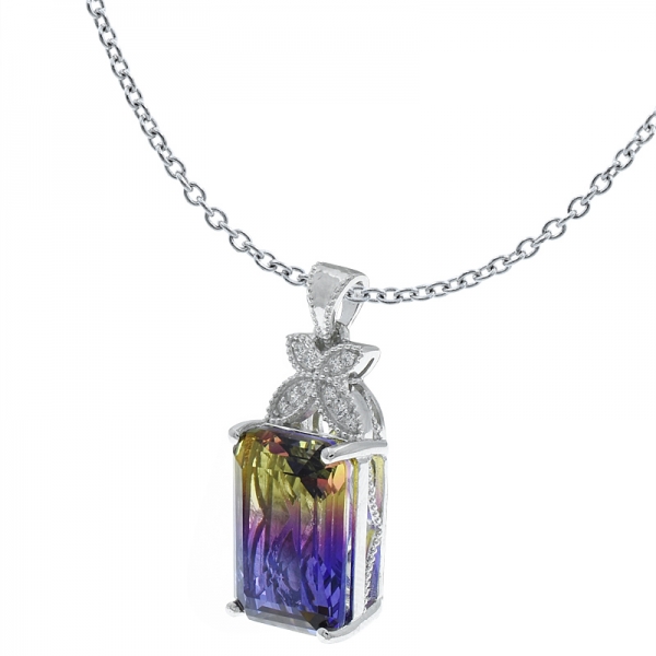 China 925 Sterling Silver Butterfly Ametrine Pendant 