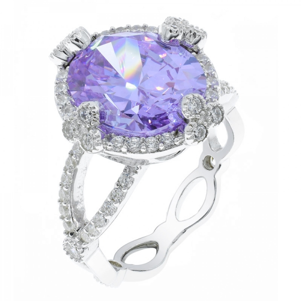China 925 Sterling Silver Kunzite CZ Ring For Ladies 
