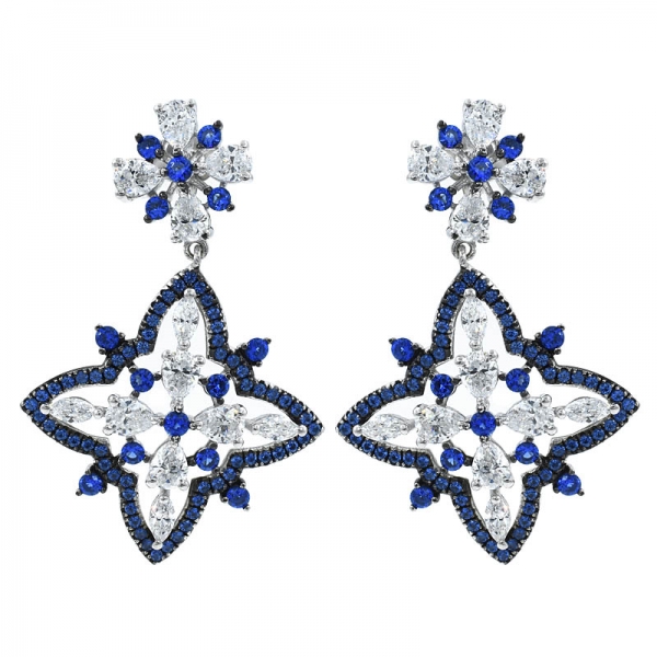 China 925 Sterling Silver Four Point Star Earrings Jewelry 