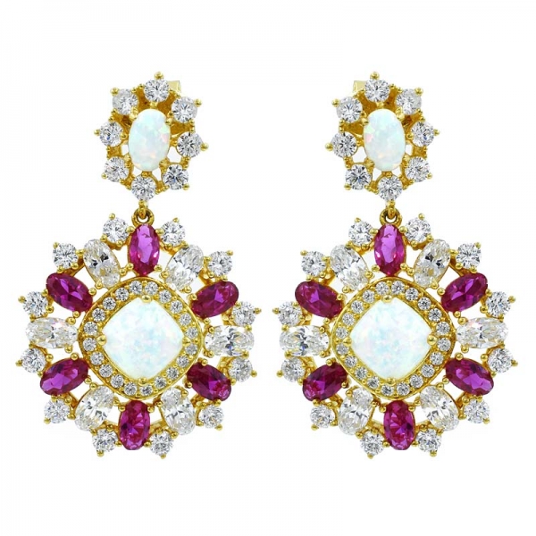 China 925 Sterling Silver Splendour Opal Ladies Earrings 